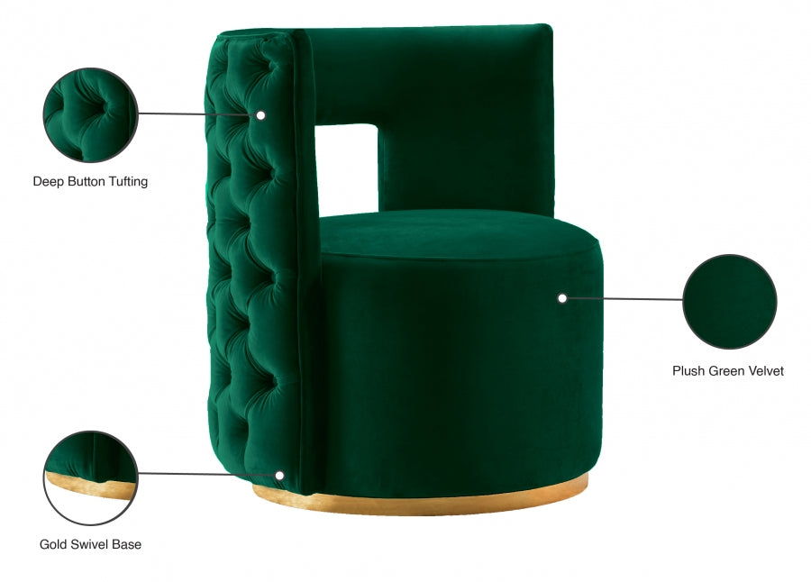 Theo Velvet Upholstered Swivel Accent Chair