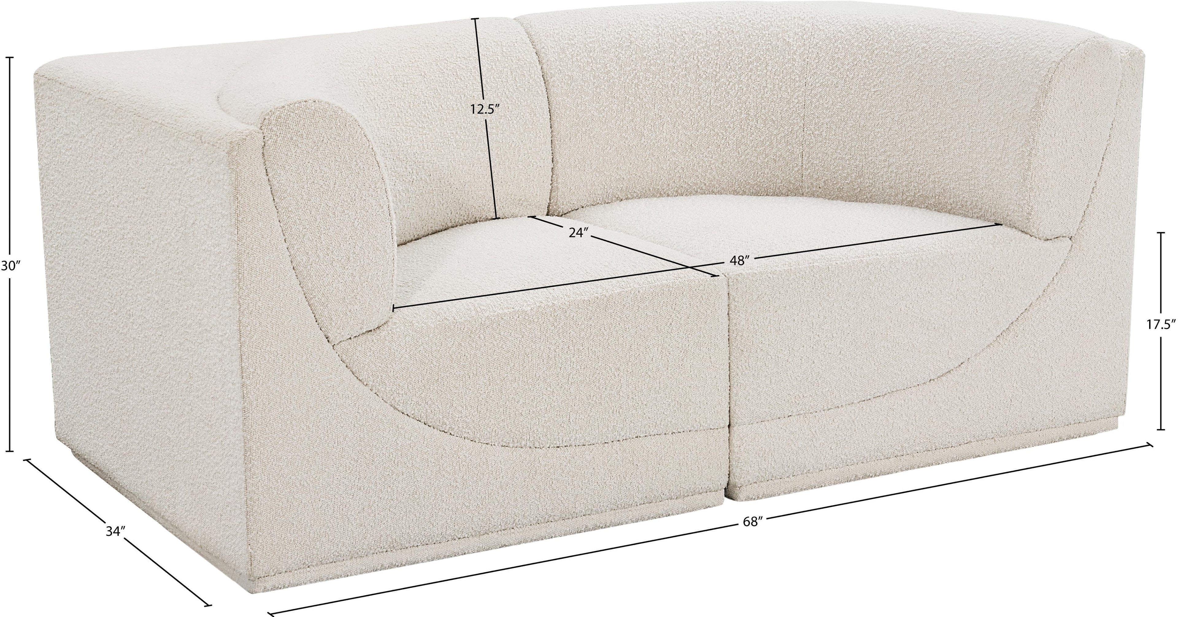 Ollie Boucle Fabric Two-Seater Sofa with Armrest