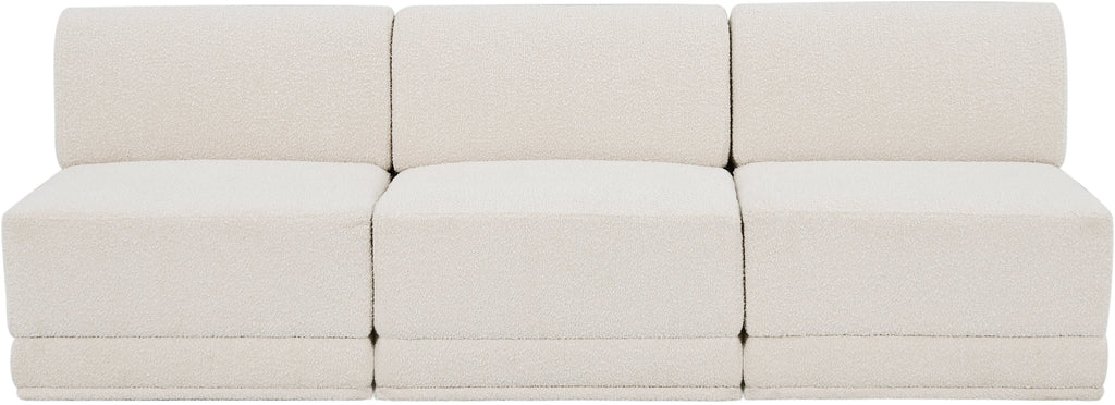 Ollie Boucle Fabric Three-Seater Armless Sofa