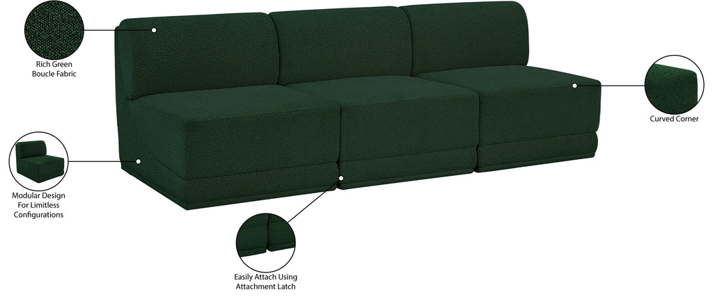 Ollie Boucle Fabric Three-Seater Armless Sofa