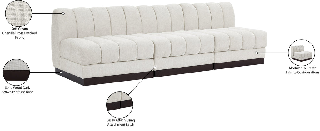 Quinn Chenille Fabric Three-Seater Armless Sofa