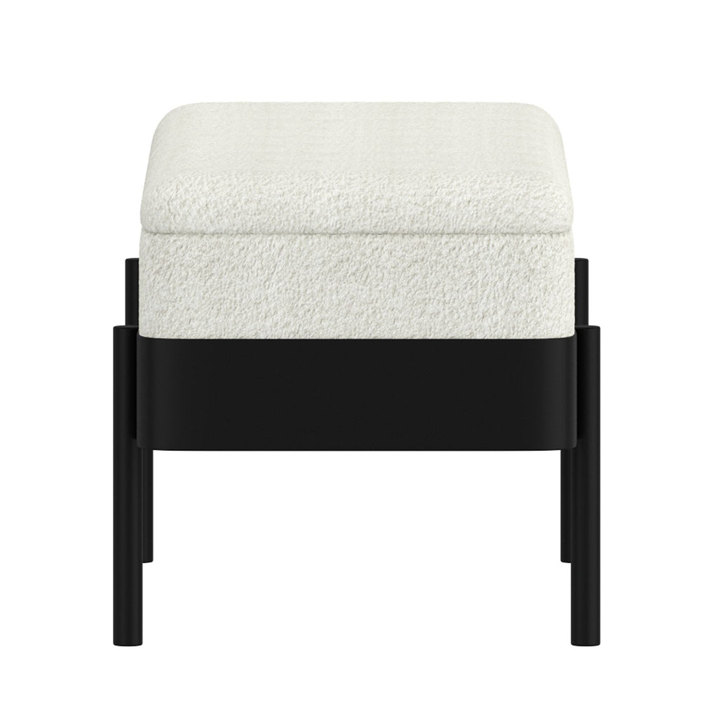 Odell Storage Bench in Ivory & Black
