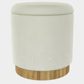 Alya Round Storage Ottoman in White and Natural