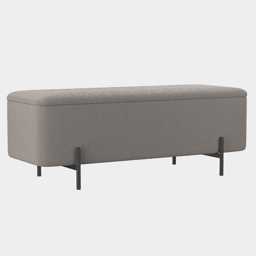 Erzo Storage Ottoman Bench in Warm Grey and Black