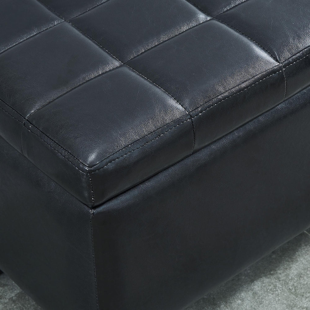 Winston Rectangular Storage Ottoman Bench in Black