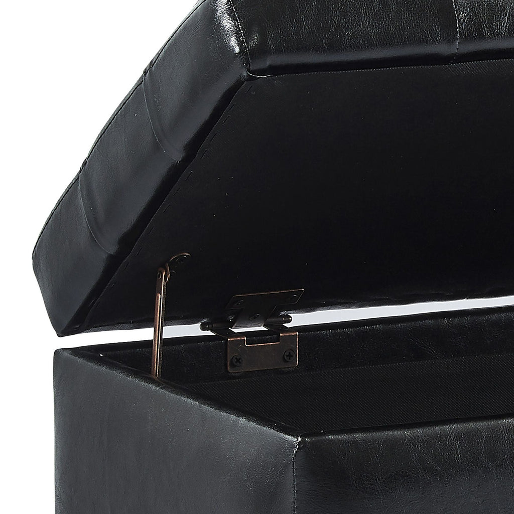 Winston Rectangular Storage Ottoman Bench in Black