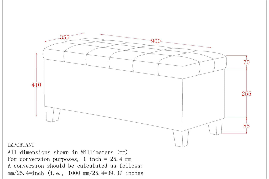Winston Rectangular Storage Ottoman Bench in Black