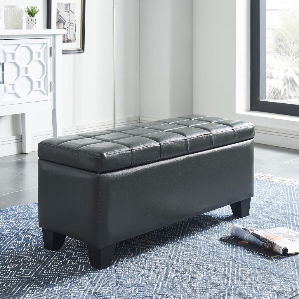 Winston Rectangular Storage Ottoman Bench in Grey