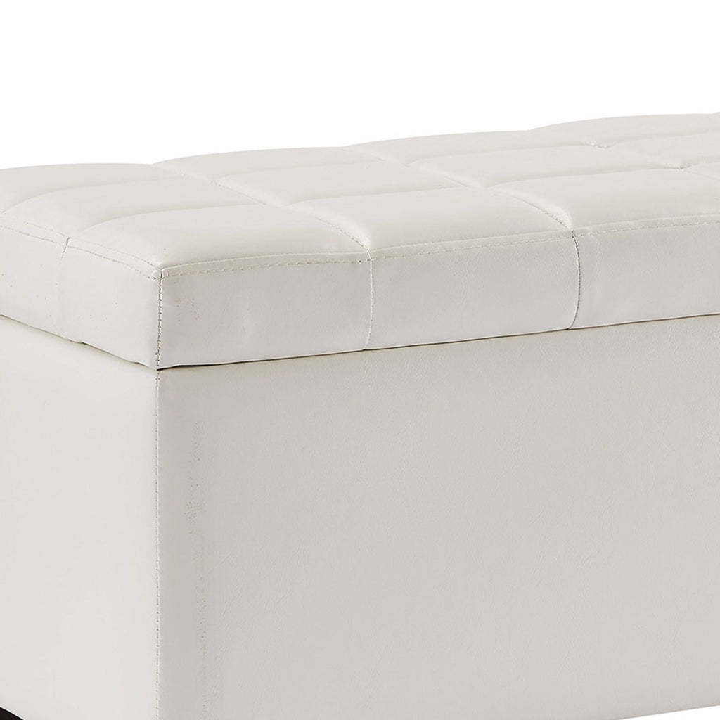 Winston Rectangular Storage Ottoman Bench in White