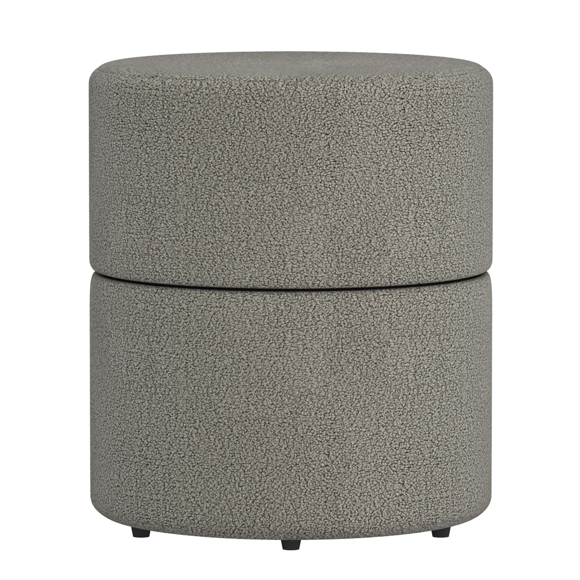 Novar Round Swivel Ottoman in Warm Grey Boucle