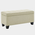 Lila Rectangular Storage Ottoman Bench in Beige