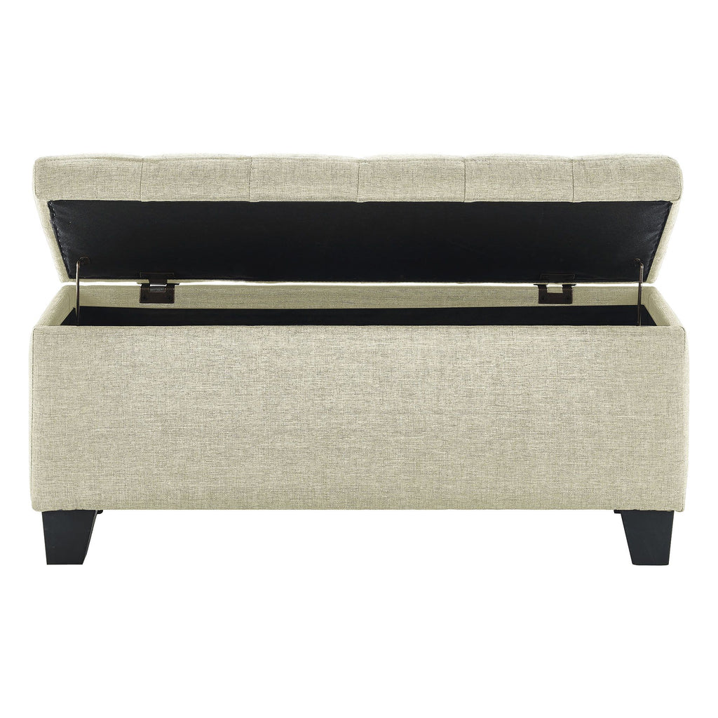 Lila Rectangular Storage Ottoman Bench in Beige