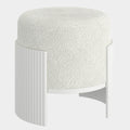 Kiraz Round Ottoman in Ivory & White