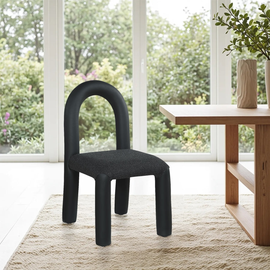 Amari Vegan Leather And Boucle Fabric Upholstered Dining Chair