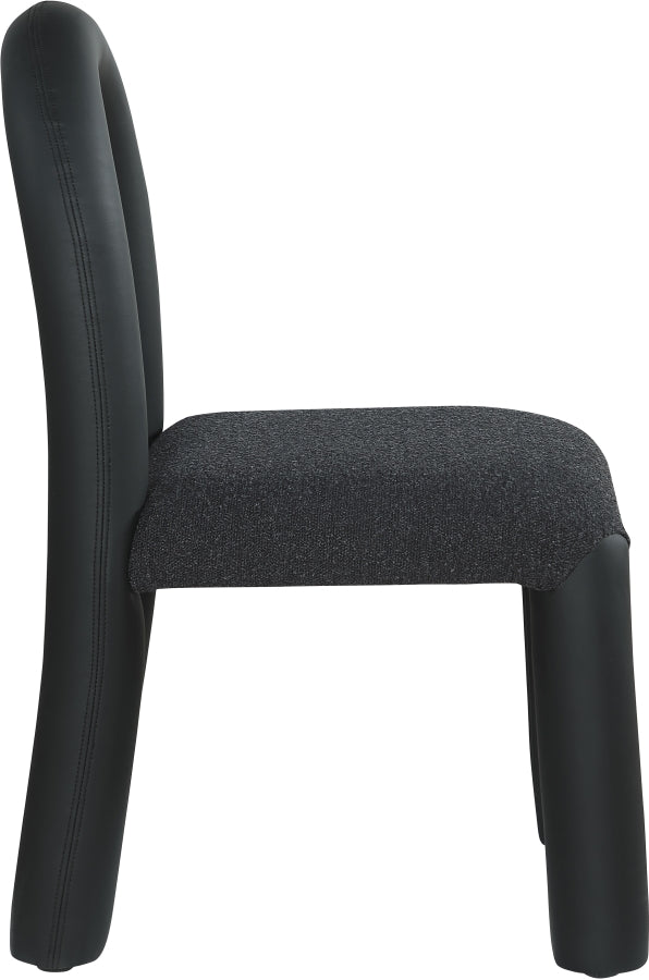 Amari Vegan Leather And Boucle Fabric Upholstered Dining Chair