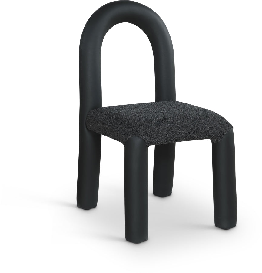 Amari Vegan Leather And Boucle Fabric Upholstered Dining Chair