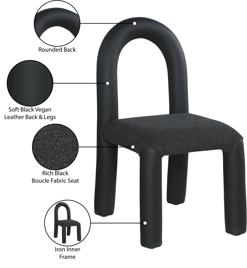 Amari Vegan Leather And Boucle Fabric Upholstered Dining Chair