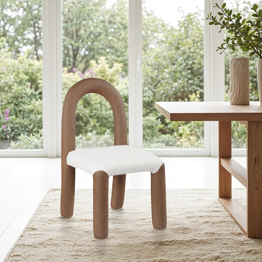 Amari Vegan Leather And Boucle Fabric Upholstered Dining Chair