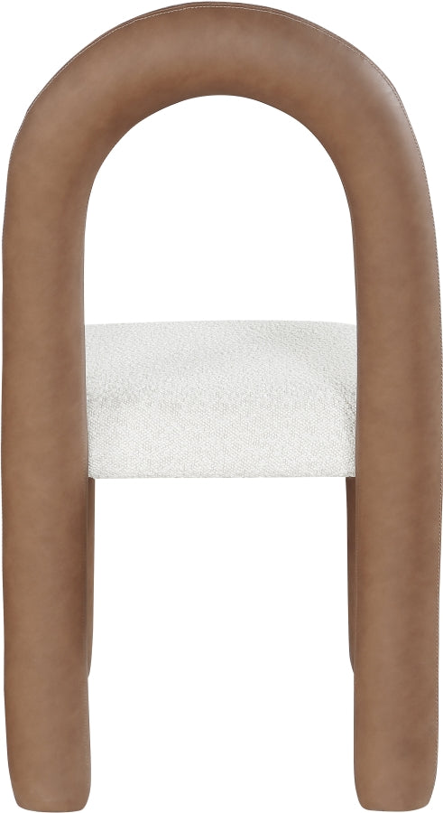 Amari Vegan Leather And Boucle Fabric Upholstered Dining Chair