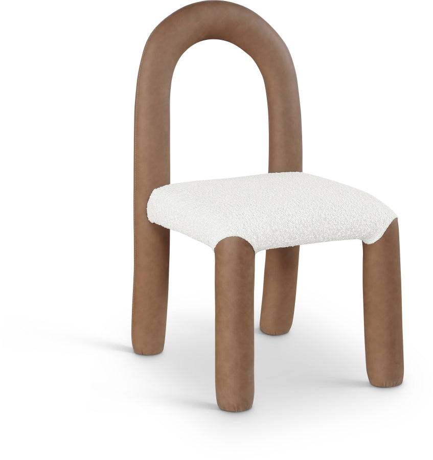 Amari Vegan Leather And Boucle Fabric Upholstered Dining Chair