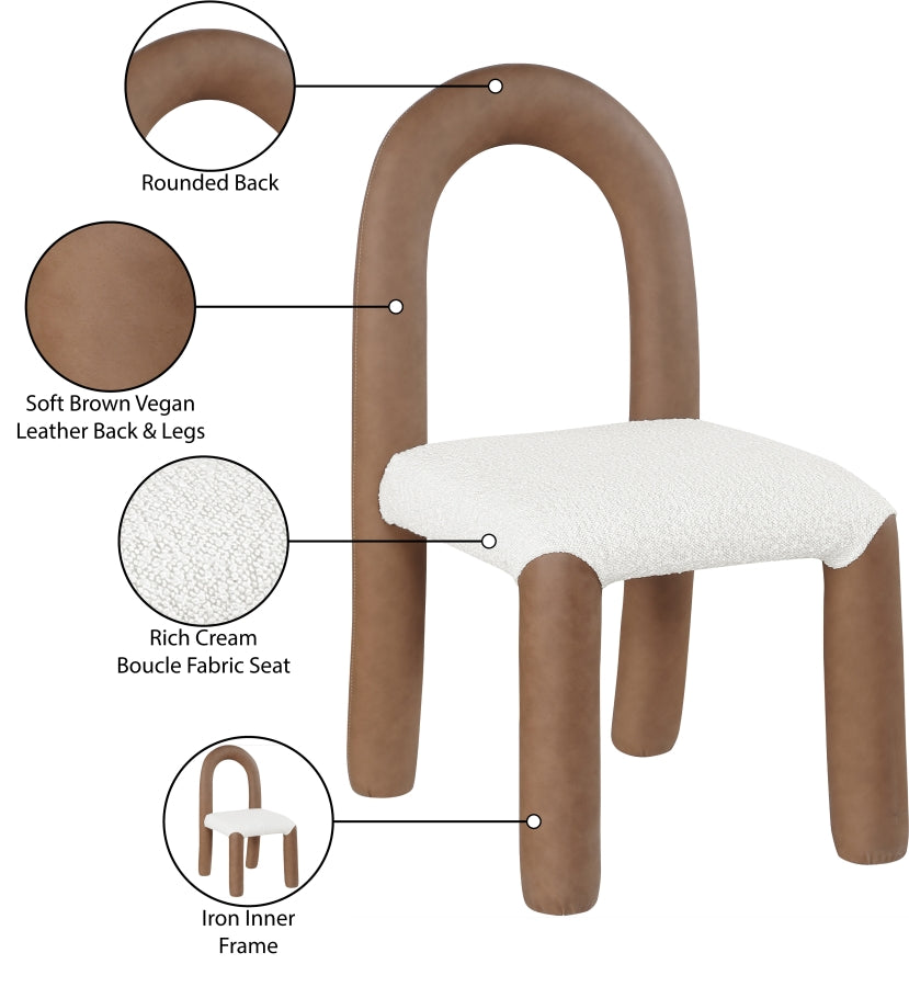 Amari Vegan Leather And Boucle Fabric Upholstered Dining Chair