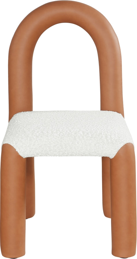 Amari Vegan Leather And Boucle Fabric Upholstered Dining Chair