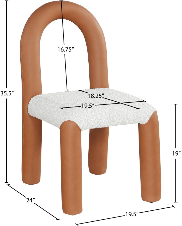 Amari Vegan Leather And Boucle Fabric Upholstered Dining Chair
