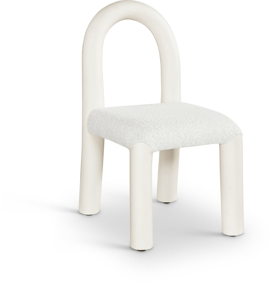 Amari Vegan Leather And Boucle Fabric Upholstered Dining Chair