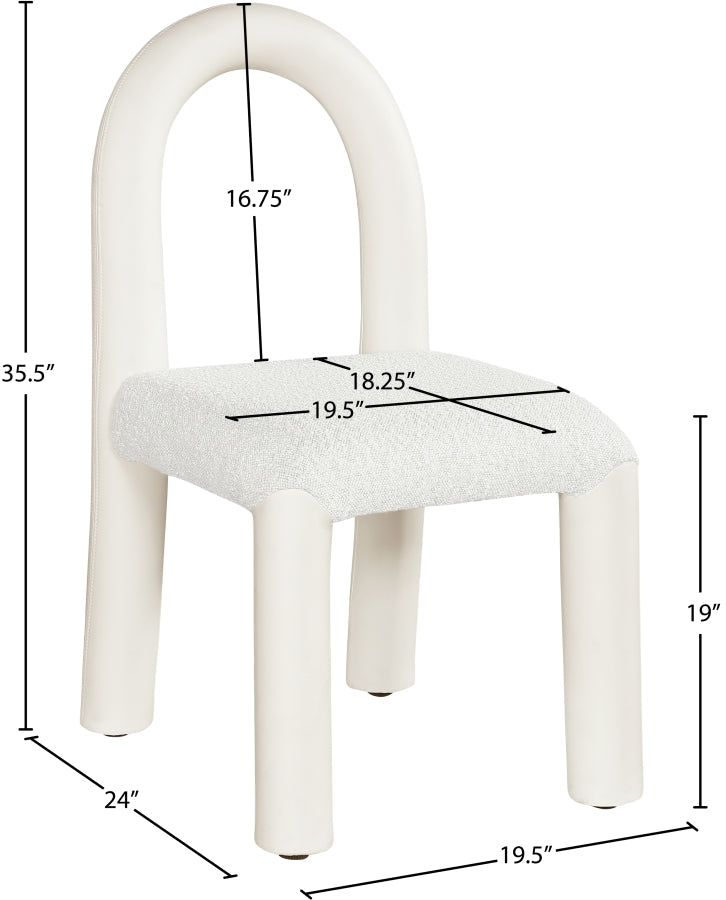 Amari Vegan Leather And Boucle Fabric Upholstered Dining Chair