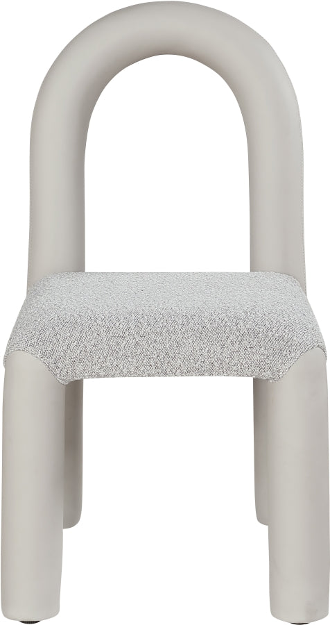 Amari Vegan Leather And Boucle Fabric Upholstered Dining Chair