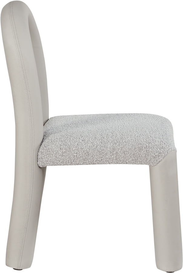 Amari Vegan Leather And Boucle Fabric Upholstered Dining Chair