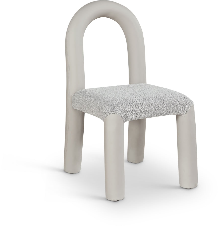 Amari Vegan Leather And Boucle Fabric Upholstered Dining Chair