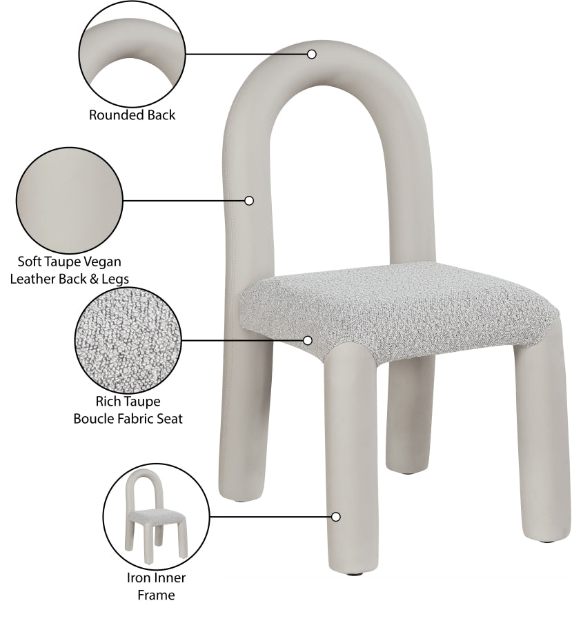 Amari Vegan Leather And Boucle Fabric Upholstered Dining Chair