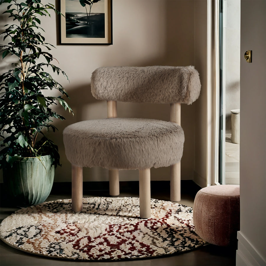 Ambre Vegan Shearling Fabric Upholstered Accent Chair