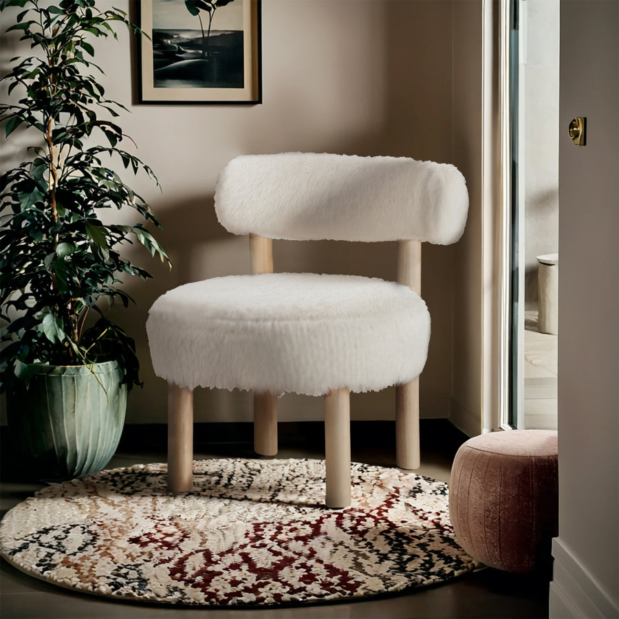 Ambre Vegan Shearling Fabric Upholstered Accent Chair