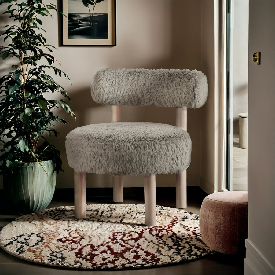 Ambre Vegan Shearling Fabric Upholstered Accent Chair