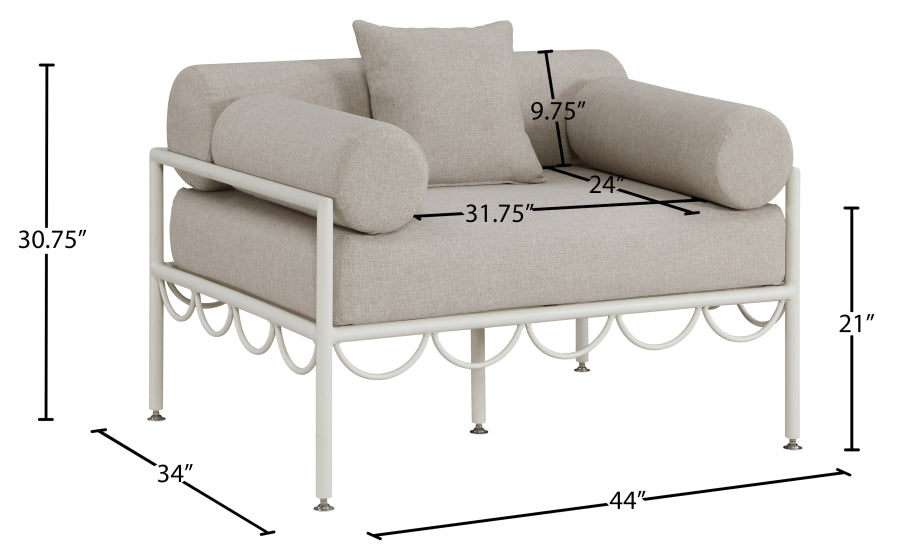 Portofino Resilient Water Repellent Fabric Upholstered Outdoor Patio Chair