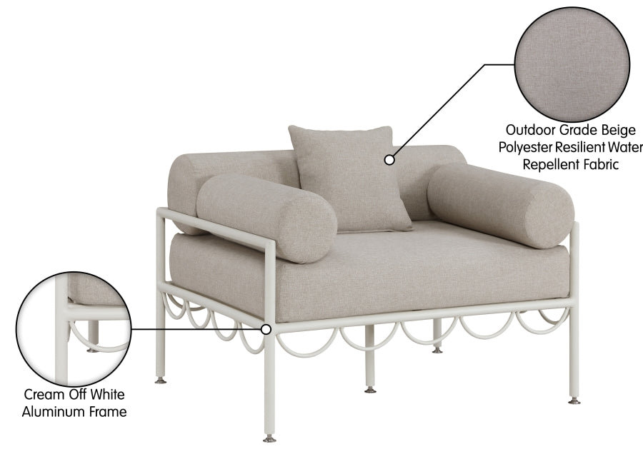 Portofino Resilient Water Repellent Fabric Upholstered Outdoor Patio Chair