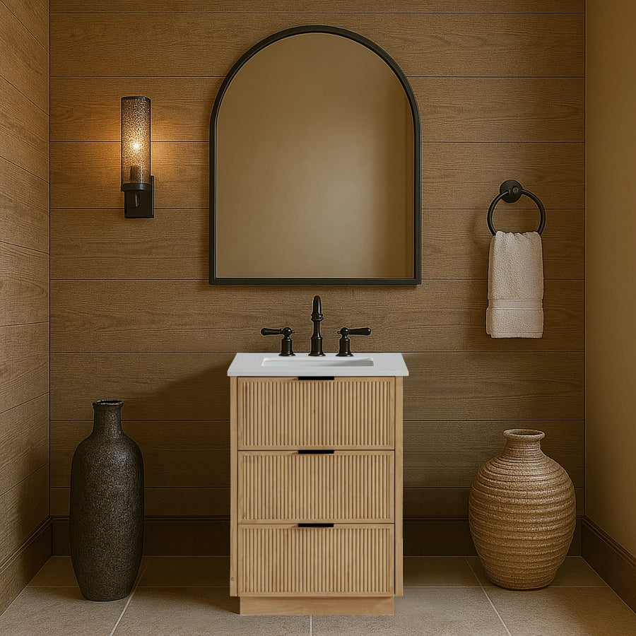 Willard White Engineered Stone And Solid Wood Bathroom Vanity