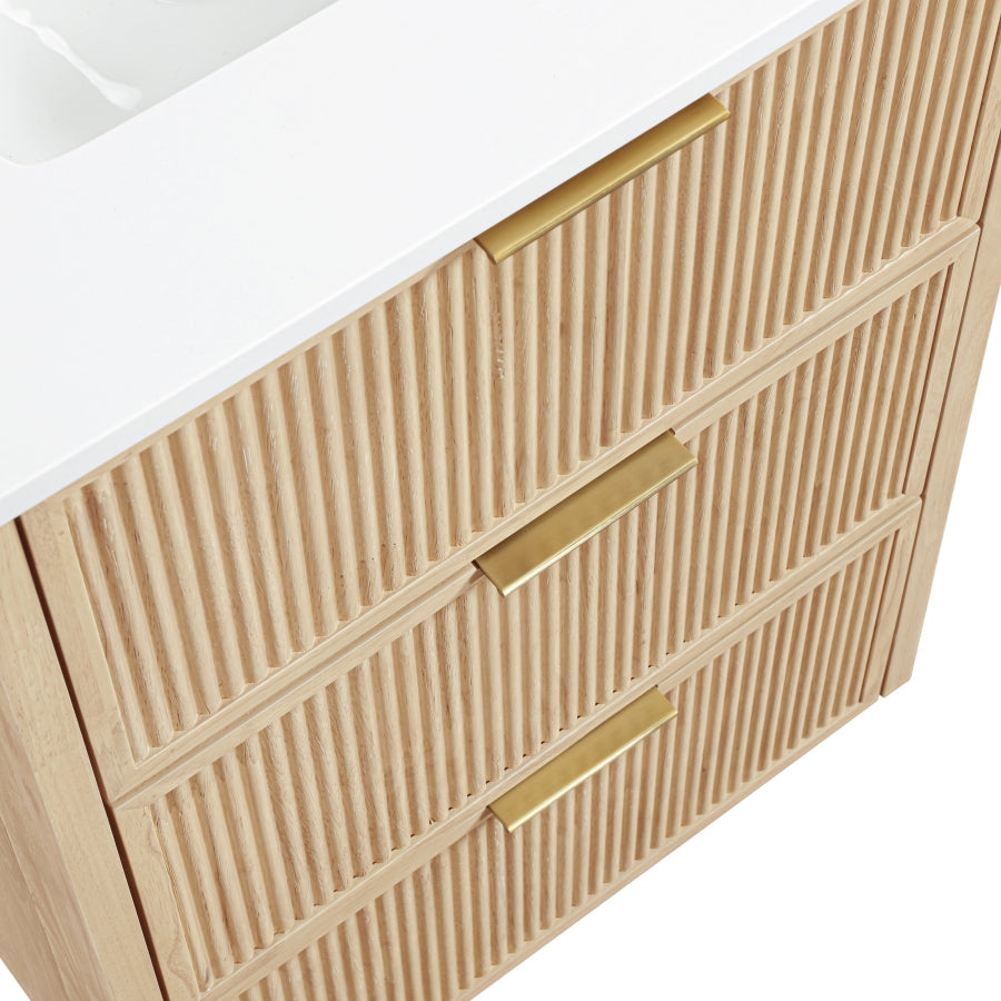 Willard White Engineered Stone And Solid Wood Bathroom Vanity