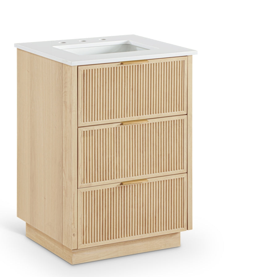 Willard White Engineered Stone And Solid Wood Bathroom Vanity