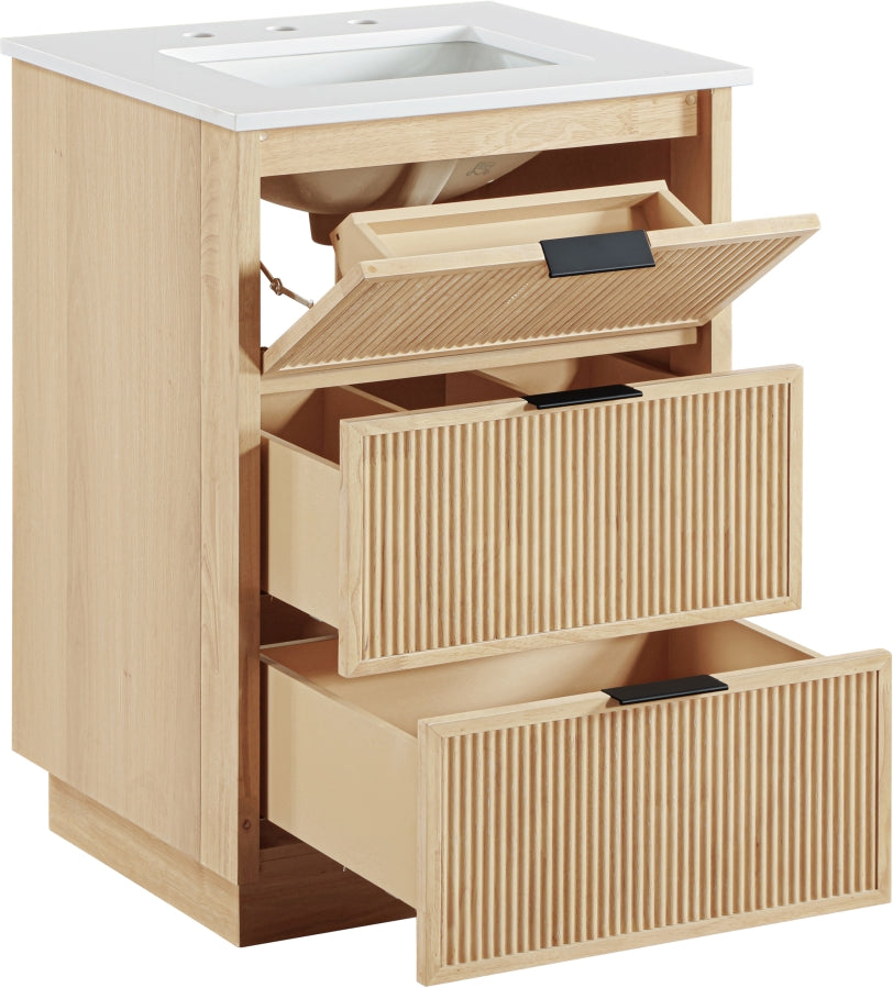Willard White Engineered Stone And Solid Wood Bathroom Vanity