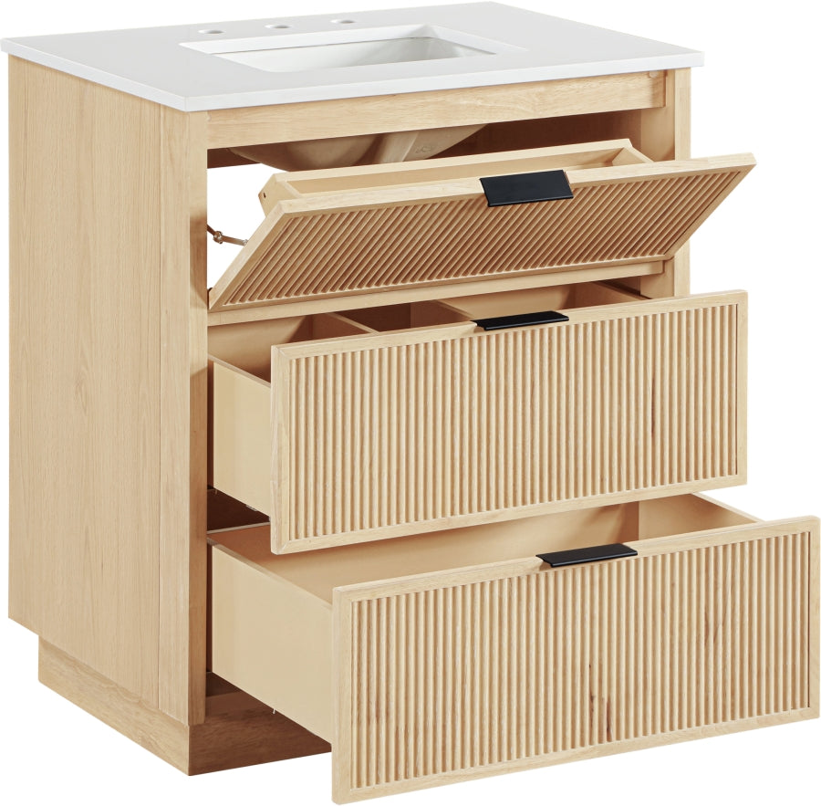 Willard White Engineered Stone And Solid Wood Bathroom Vanity