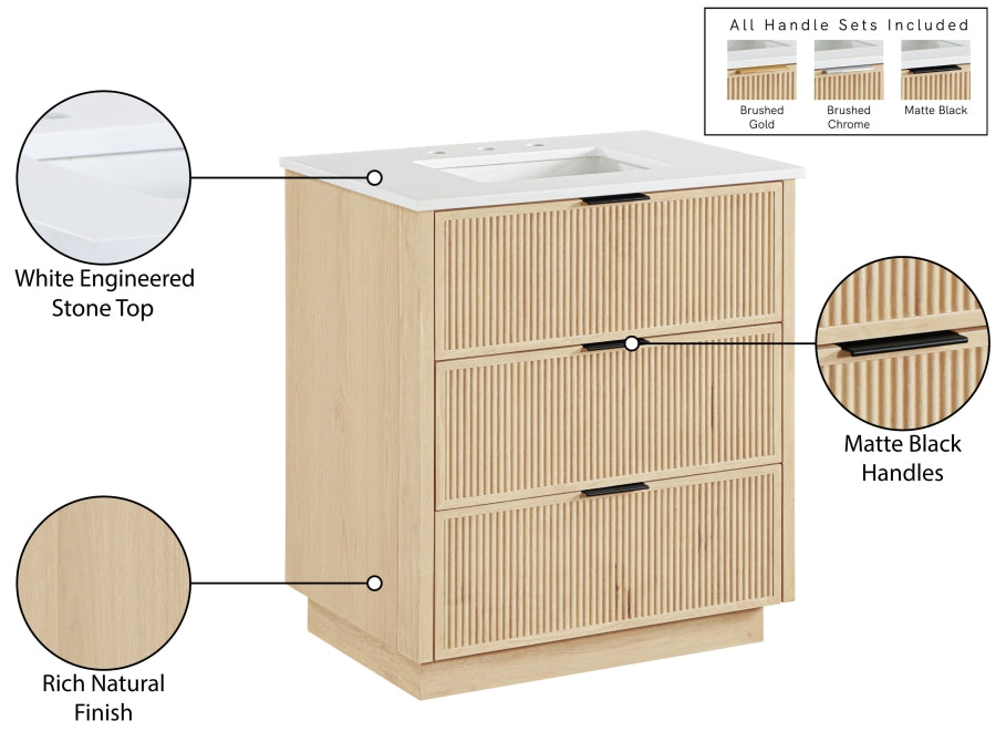 Willard White Engineered Stone And Solid Wood Bathroom Vanity