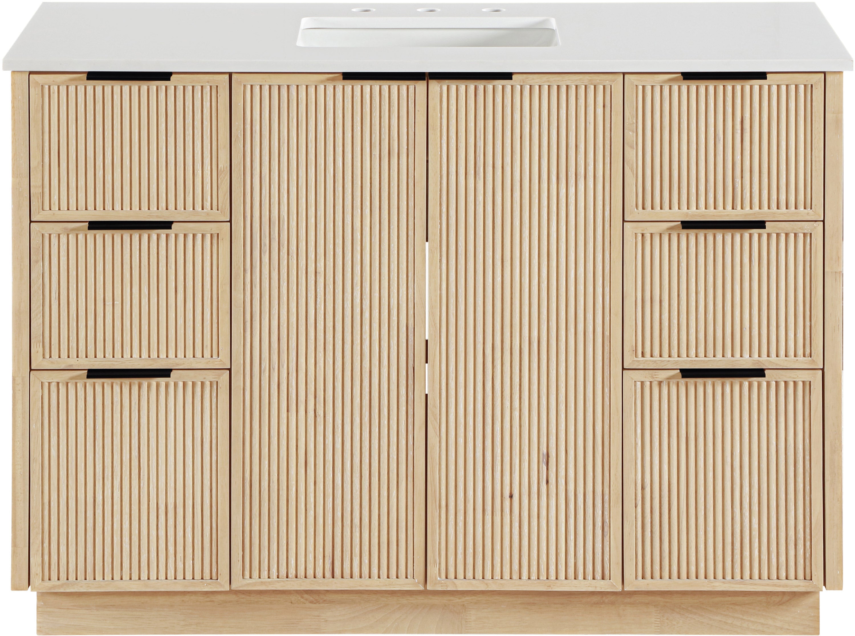 Willard 48" White Engineered Stone And Solid Wood Bathroom Vanity