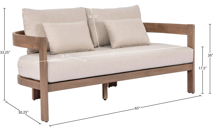 Newport Water Resistant Fabric Upholstered Outdoor Patio Loveseat