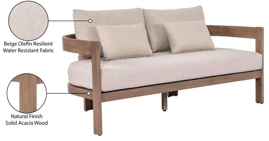 Newport Water Resistant Fabric Upholstered Outdoor Patio Loveseat