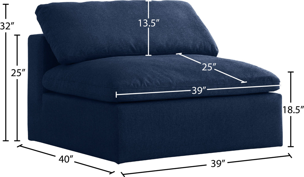 Serene Linen Textured Fabric Upholstered Deluxe Comfort Modular Armless Chair