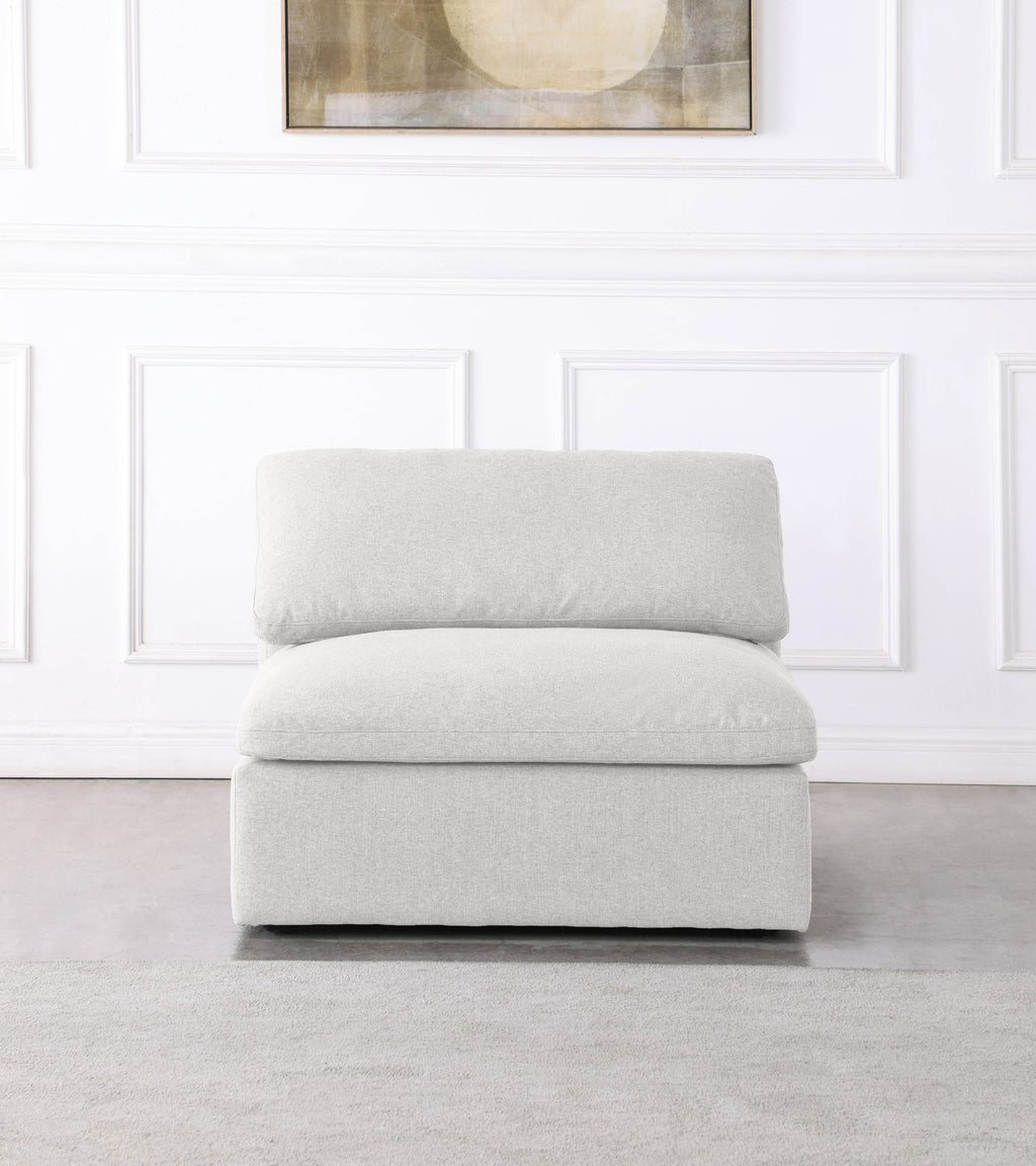 Serene Linen Textured Fabric Upholstered Deluxe Comfort Modular Armless Chair