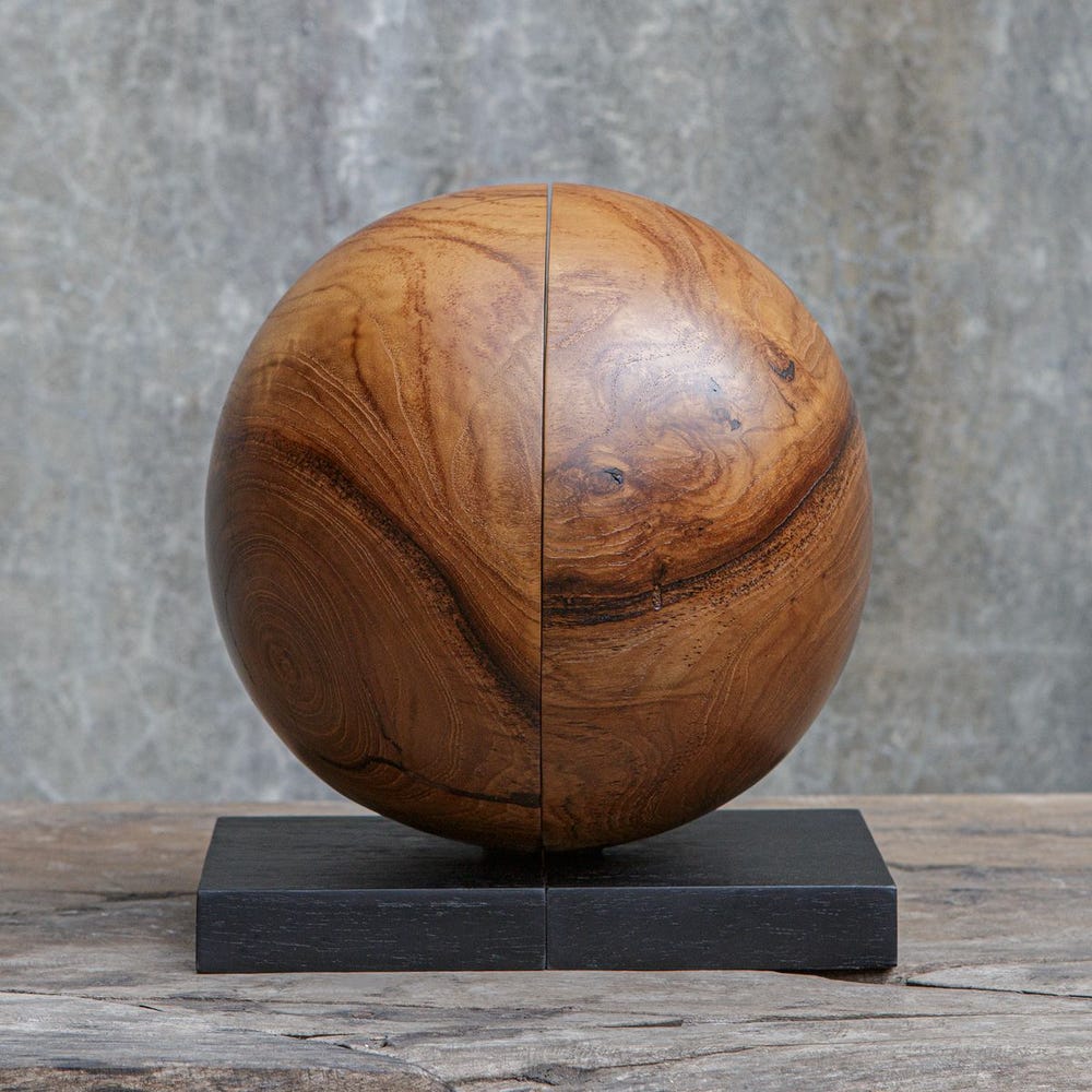 Teak and Noir Bookends, S/2